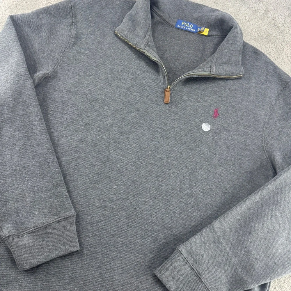 Polo Ralph Lauren Quarter‎ Zip Pullover Mens XL Grey Excellent Cotton Mock Neck
